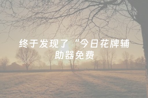 终于发现了“今日花牌辅助器免费（助赢神器通用版）