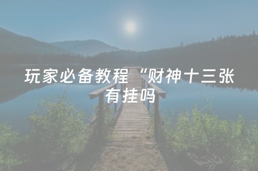 玩家必备教程“财神十三张有挂吗（专用辅牌神器免安装）