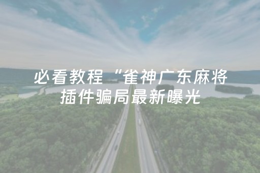 必看教程“雀神广东麻将插件骗局最新曝光（助赢神器通用版）