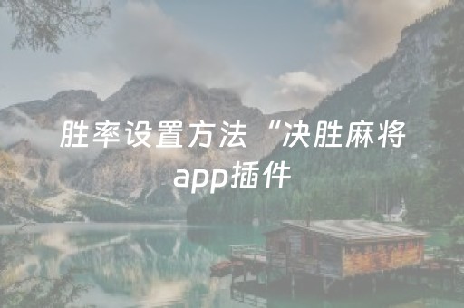 胜率设置方法“决胜麻将app插件（助赢神器通用版）