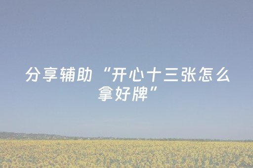 分享辅助“开心十三张怎么拿好牌”（详细透视教程）-哔哩哔哩