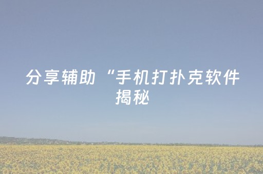 分享辅助“手机打扑克软件揭秘（专用辅牌神器免安装）