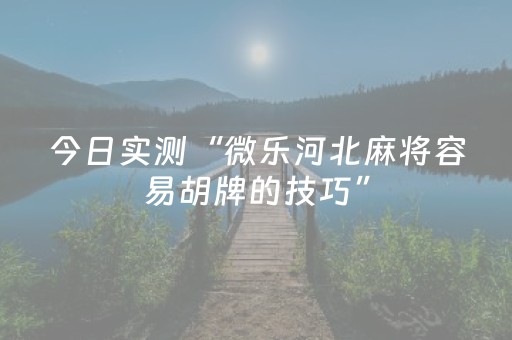 今日实测“微乐河北麻将容易胡牌的技巧”（详细透视教程）-哔哩哔哩