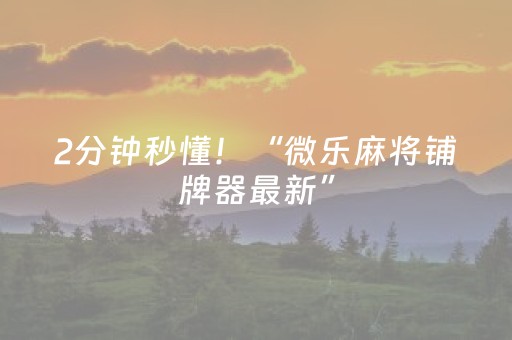 2分钟秒懂！“微乐麻将铺牌器最新”（详细开挂教程）-哔哩哔哩