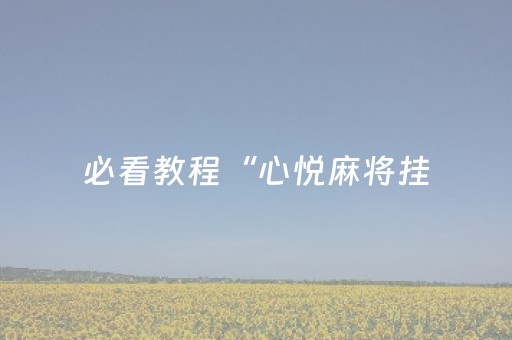必看教程“心悦麻将挂（助赢神器通用版）