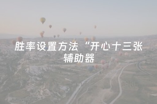 胜率设置方法“开心十三张辅助器（助赢神器通用版）