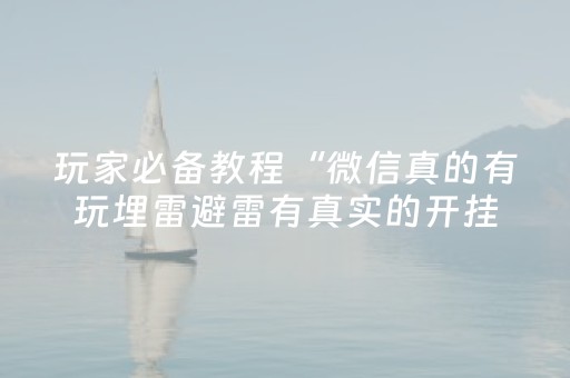 玩家必备教程“微信真的有玩埋雷避雷有真实的开挂软件”（详细透视教程）-哔哩哔哩
