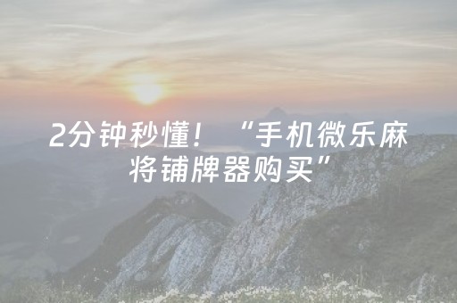 2分钟秒懂！“手机微乐麻将铺牌器购买”（详细开挂教程）-哔哩哔哩