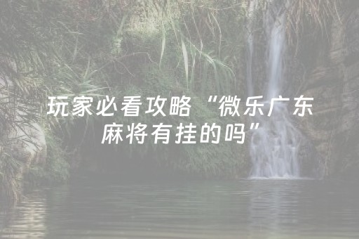 玩家必看攻略“微乐广东麻将有挂的吗”（详细透视教程）-哔哩哔哩