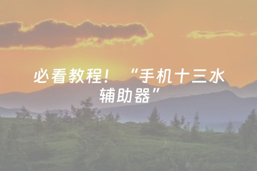 必看教程！“手机十三水辅助器”（详细透视教程）-哔哩哔哩