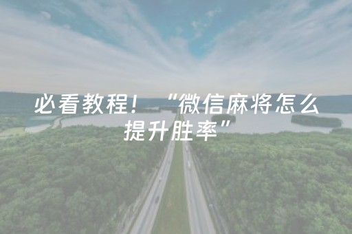 必看教程！“微信麻将怎么提升胜率”（详细开挂教程）-哔哩哔哩