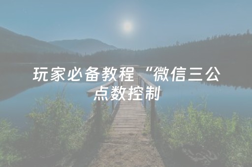 玩家必备教程“微信三公点数控制（助赢神器通用版）