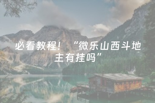 必看教程！“微乐山西斗地主有挂吗”（详细透视教程）-哔哩哔哩