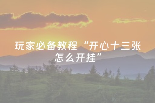 玩家必备教程“开心十三张怎么开挂”（详细透视教程）-哔哩哔哩