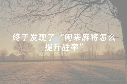 终于发现了“闲来麻将怎么提升胜率”（详细透视教程）-哔哩哔哩