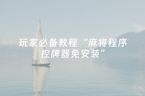 玩家必备教程“麻将程序控牌器免安装”（详细透视教程）-哔哩哔哩