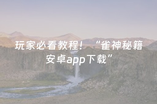 玩家必看教程！“雀神秘籍安卓app下载”（详细开挂教程）-哔哩哔哩