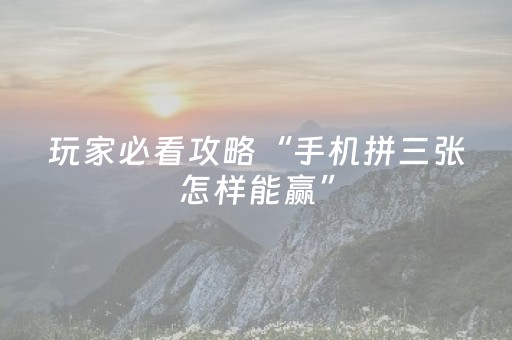 玩家必看攻略“手机拼三张怎样能赢”（详细透视教程）-哔哩哔哩