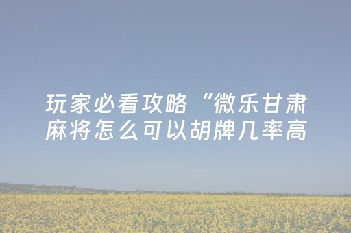 玩家必看攻略“微乐甘肃麻将怎么可以胡牌几率高”（详细透视教程）-哔哩哔哩