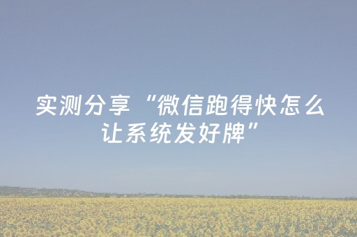 实测分享“微信跑得快怎么让系统发好牌”（详细辅助教程）-哔哩哔哩