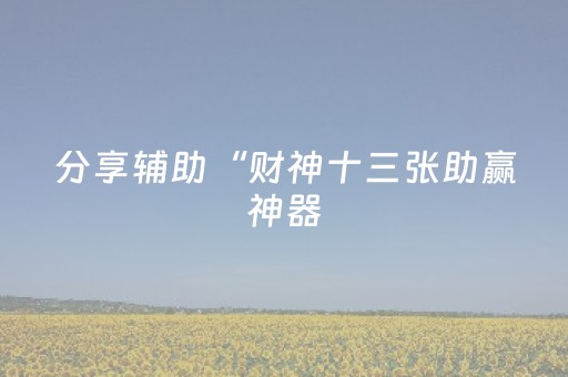 分享辅助“财神十三张助赢神器（专用辅牌神器免安装）