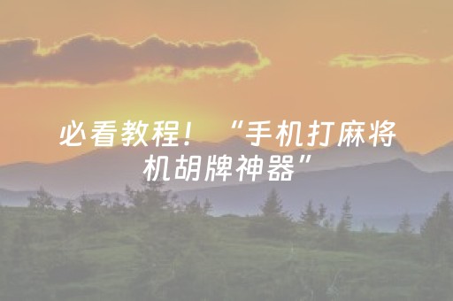 必看教程！“手机打麻将机胡牌神器”（详细辅助教程）-哔哩哔哩