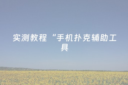 实测教程“手机扑克辅助工具（专用辅牌神器免安装）
