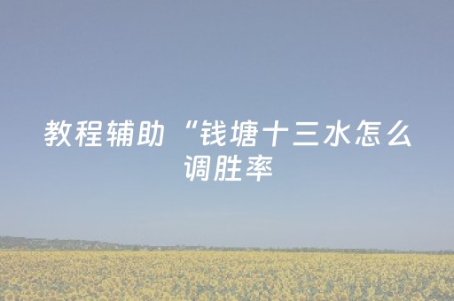 教程辅助“钱塘十三水怎么调胜率（专用辅牌神器免安装）