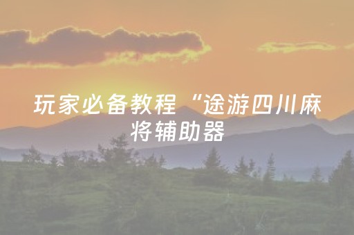 玩家必备教程“途游四川麻将辅助器（助赢神器通用版）