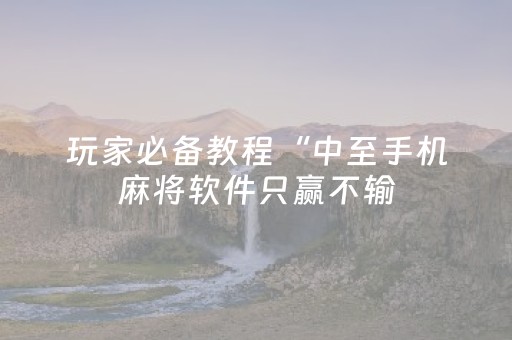 玩家必备教程“中至手机麻将软件只赢不输（专用辅牌神器免安装）