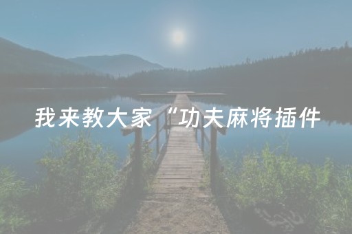 我来教大家“功夫麻将插件（专用辅牌神器免安装）