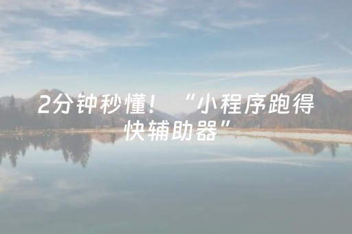 2分钟秒懂！“小程序跑得快辅助器”（详细透视教程）-哔哩哔哩