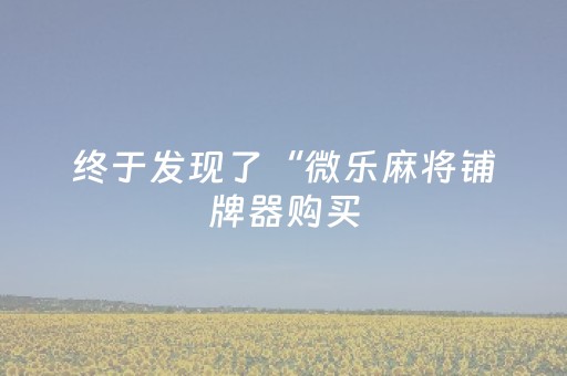 终于发现了“微乐麻将铺牌器购买（助赢神器通用版）