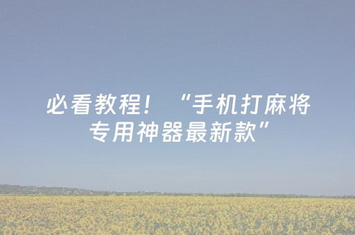 必看教程！“手机打麻将专用神器最新款”（详细辅助教程）-哔哩哔哩