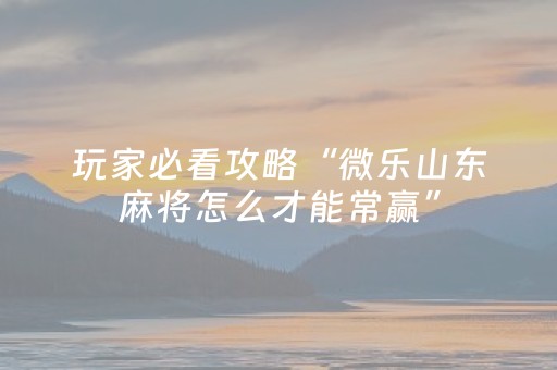 玩家必看攻略“微乐山东麻将怎么才能常赢”（详细透视教程）-哔哩哔哩
