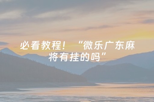 必看教程！“微乐广东麻将有挂的吗”（详细开挂教程）-哔哩哔哩
