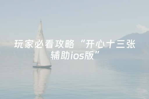 玩家必看攻略“开心十三张辅助ios版”（详细透视教程）-哔哩哔哩