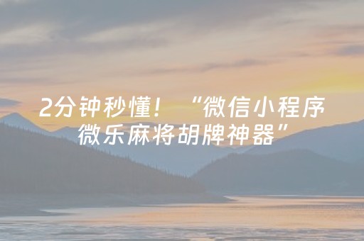 2分钟秒懂！“微信小程序微乐麻将胡牌神器”（详细辅助教程）-哔哩哔哩