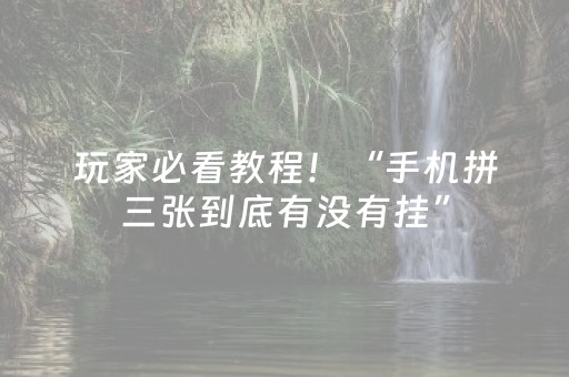 玩家必看教程！“手机拼三张到底有没有挂”（详细透视教程）-哔哩哔哩