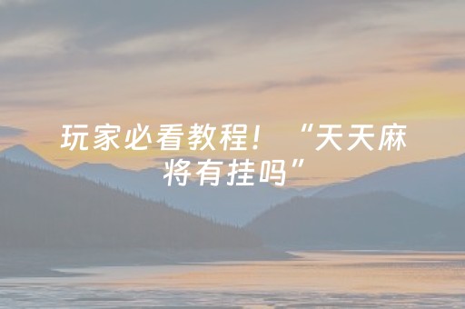 玩家必看教程！“天天麻将有挂吗”（详细透视教程）-哔哩哔哩