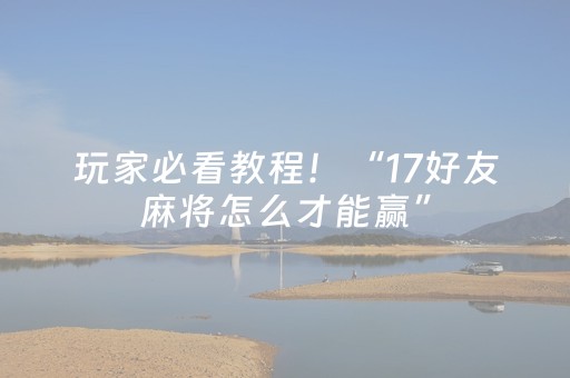 玩家必看教程！“17好友麻将怎么才能赢”（详细开挂教程）-哔哩哔哩