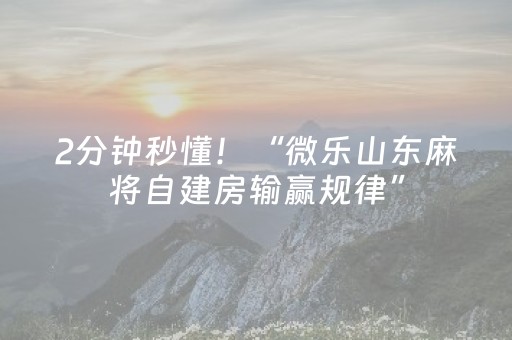 2分钟秒懂！“微乐山东麻将自建房输赢规律”（详细透视教程）-哔哩哔哩