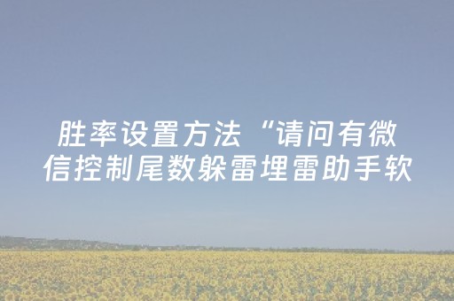 胜率设置方法“请问有微信控制尾数躲雷埋雷助手软件”（详细透视教程）-哔哩哔哩