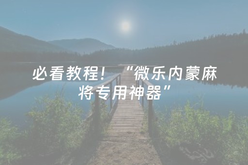 必看教程！“微乐内蒙麻将专用神器”（详细辅助教程）-哔哩哔哩
