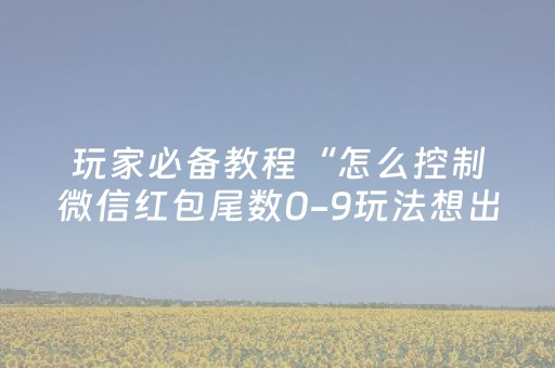 玩家必备教程“怎么控制微信红包尾数0-9玩法想出几就是出几呢”（详细透视教程）-哔哩哔哩
