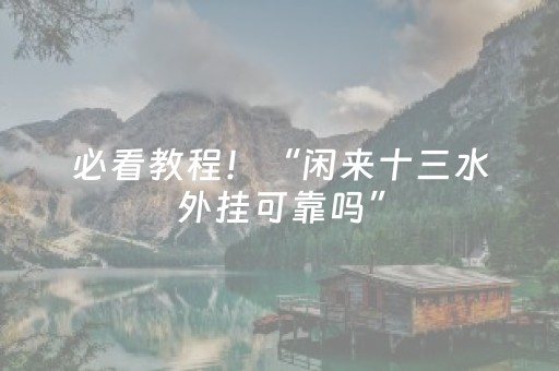 必看教程！“闲来十三水外挂可靠吗”（详细辅助教程）-哔哩哔哩