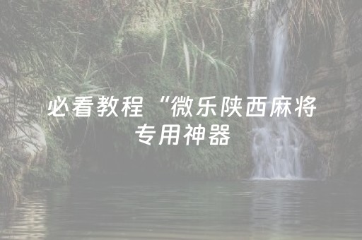 必看教程“微乐陕西麻将专用神器（专用辅牌神器免安装）