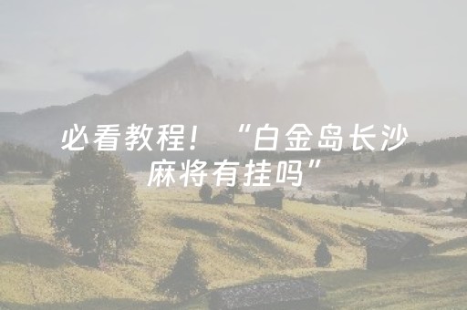 必看教程！“白金岛长沙麻将有挂吗”（详细开挂教程）-哔哩哔哩