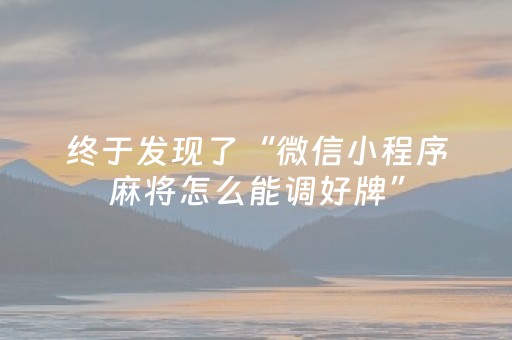 终于发现了“微信小程序麻将怎么能调好牌”（详细透视教程）-哔哩哔哩