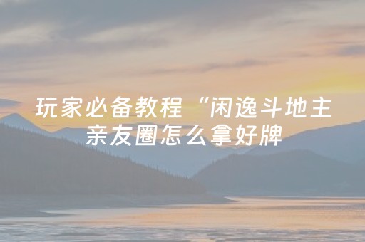 玩家必备教程“闲逸斗地主亲友圈怎么拿好牌（专用辅牌神器免安装）